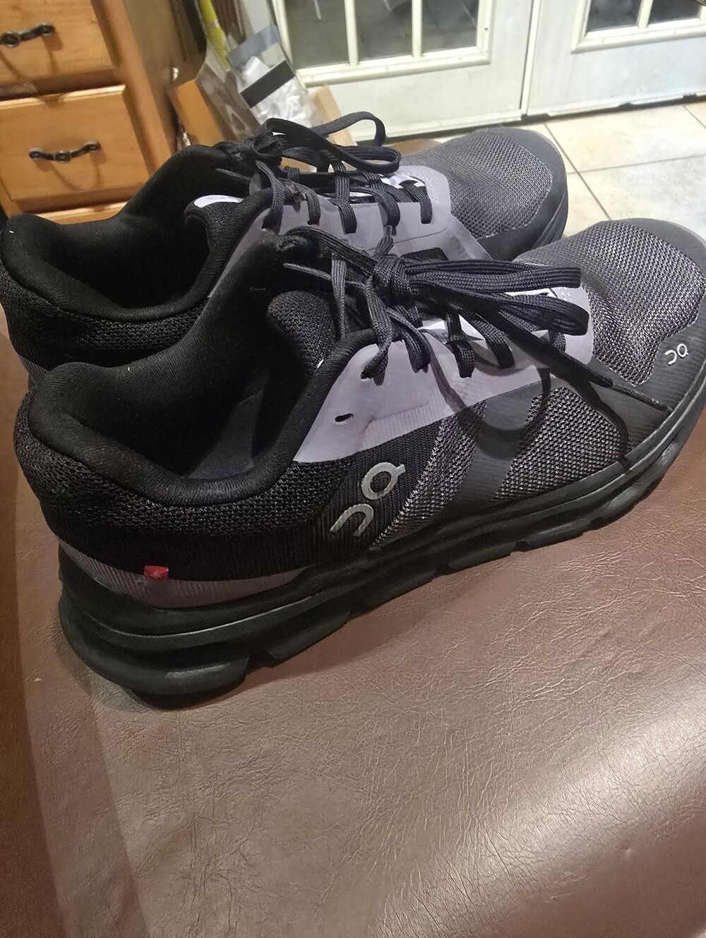 On Cloud Running Womens Athletic Shoes in Black and Purple - Picture 3 of 7